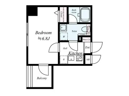グリフィン横浜・反町公園参番館(1K/3階)の間取り写真