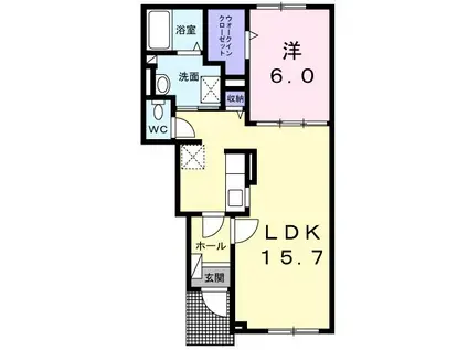 ショート ヒル(1LDK/1階)の間取り写真