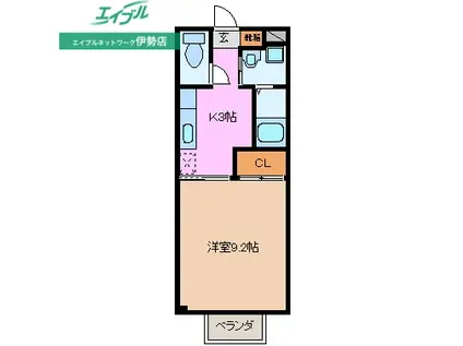 フォレスト(1K/1階)の間取り写真