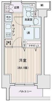 エスティメゾン錦糸町II(1K/4階)の間取り写真