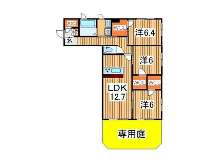 FIELD イースト(3LDK/1階)の間取り写真