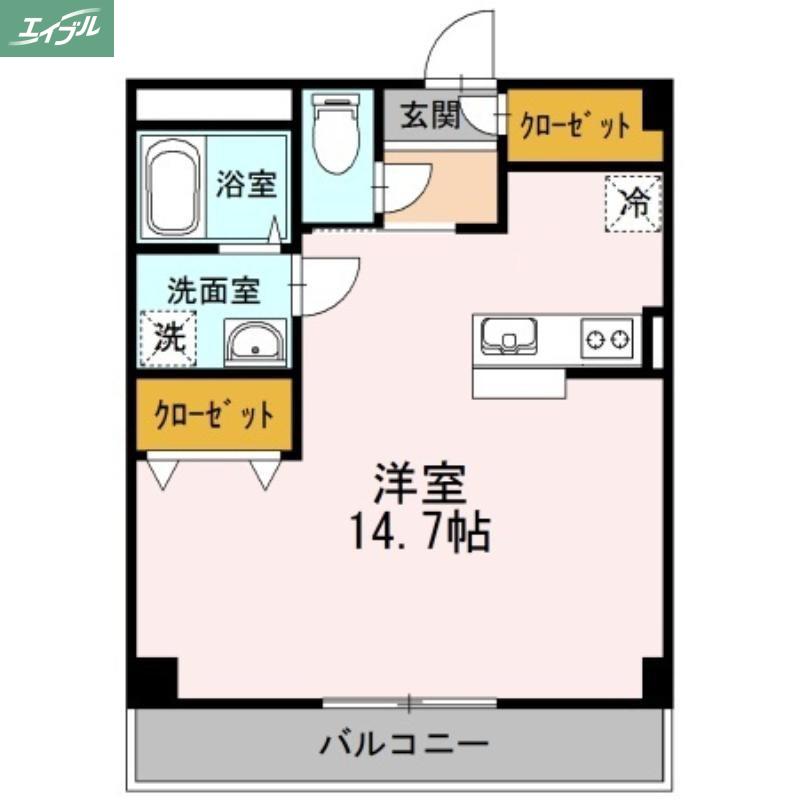 YSビル(ワンルーム/2階)の間取り写真
