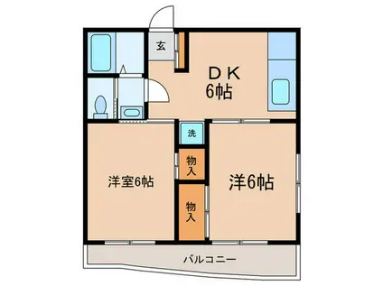北嶺ハイツ2(2DK/2階)の間取り写真
