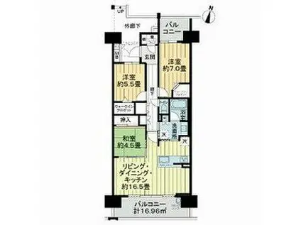 ライオンズ知立レジデンス 303(3LDK/3階)の間取り写真