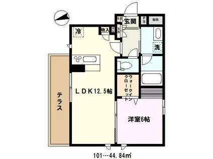 ベルポスト(1LDK/1階)の間取り写真