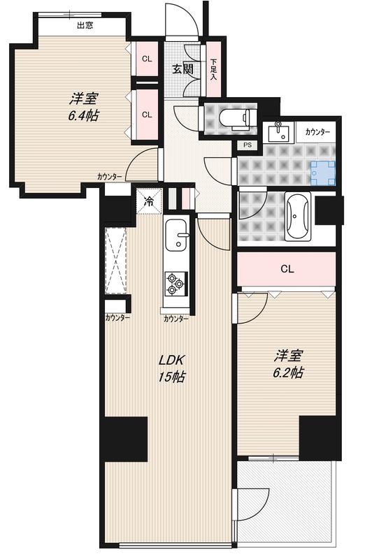 アマックス横浜(2LDK/4階)の間取り写真
