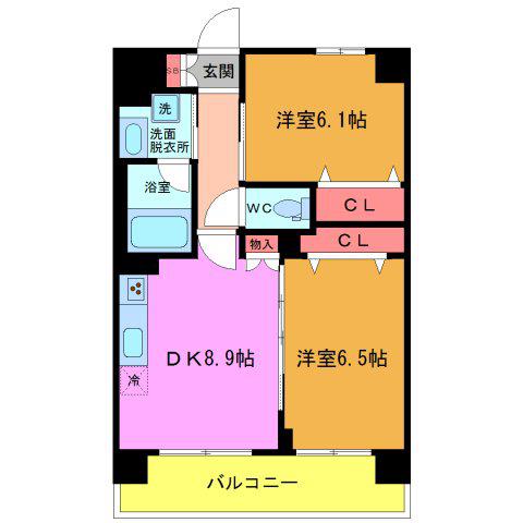 マリンルージュ浦安(2LDK/2階)の間取り写真