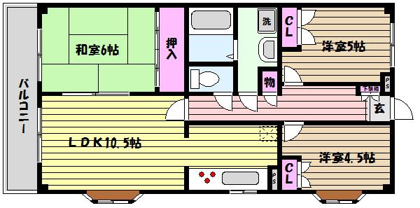 フォンテーヌ御影山手(3LDK/1階)の間取り写真