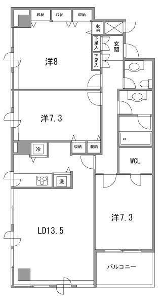 虎ノ門マリンガーデン(3LDK/15階)の間取り写真