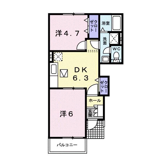 ユーヒルズ大崎(2DK/1階)の間取り写真