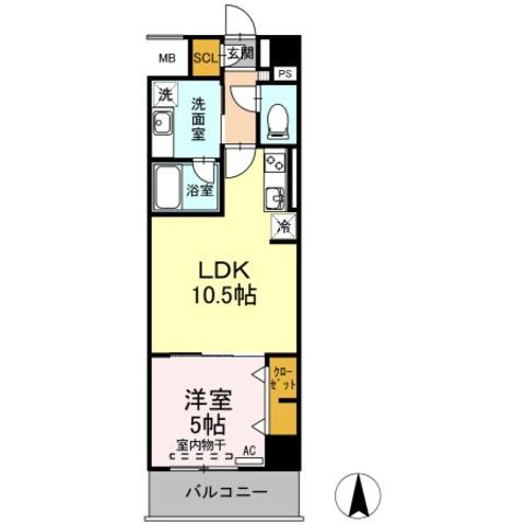 リモナーデ府内(1LDK/7階)の間取り写真