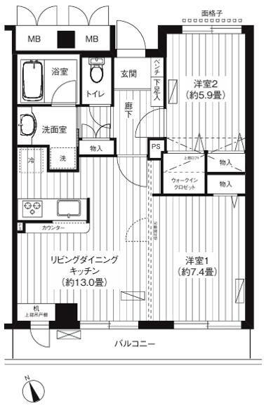 新御茶ノ水アーバントリニティ(2LDK/12階)の間取り写真