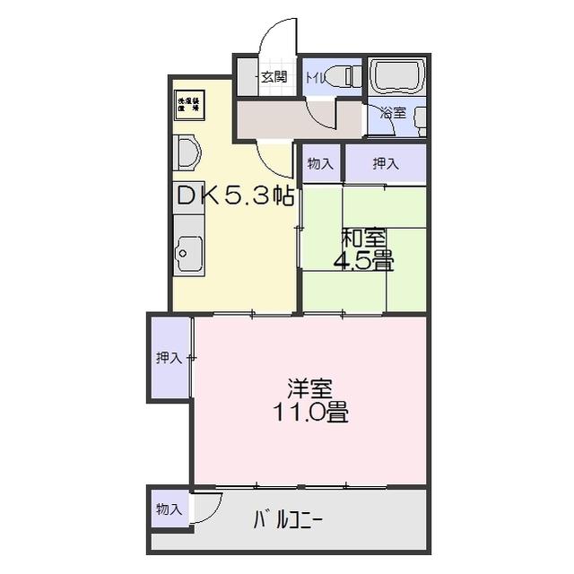 グリーンハイツ千塚(2DK/4階)の間取り写真