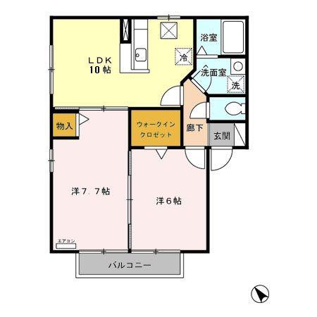 サンパティークB館(2LDK/1階)の間取り写真