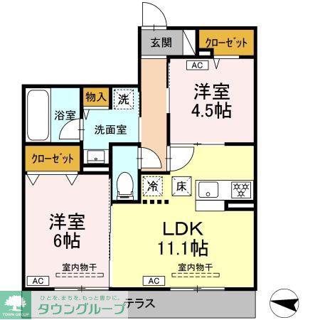 VISTA FUJI(2LDK/1階)の間取り写真