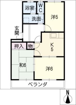 パークシティめぐみ(3K/2階)の間取り写真