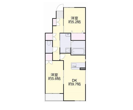 ARVITA ノース(2LDK/1階)の間取り写真
