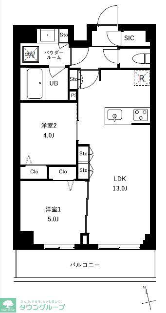 アーバンパーク船堀II(2LDK/4階)の間取り写真