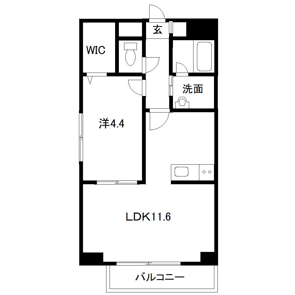 ドルチェ新町(1LDK/9階)の間取り写真