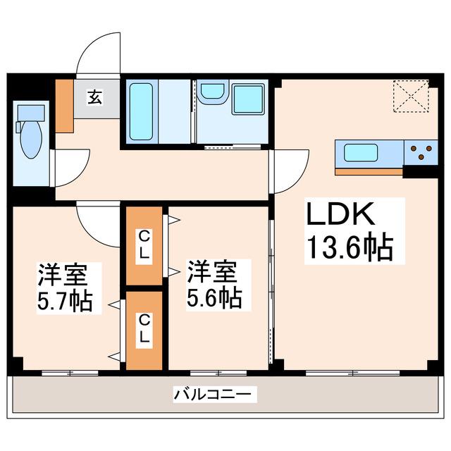 ハイムセラウエスト(2LDK/3階)の間取り写真