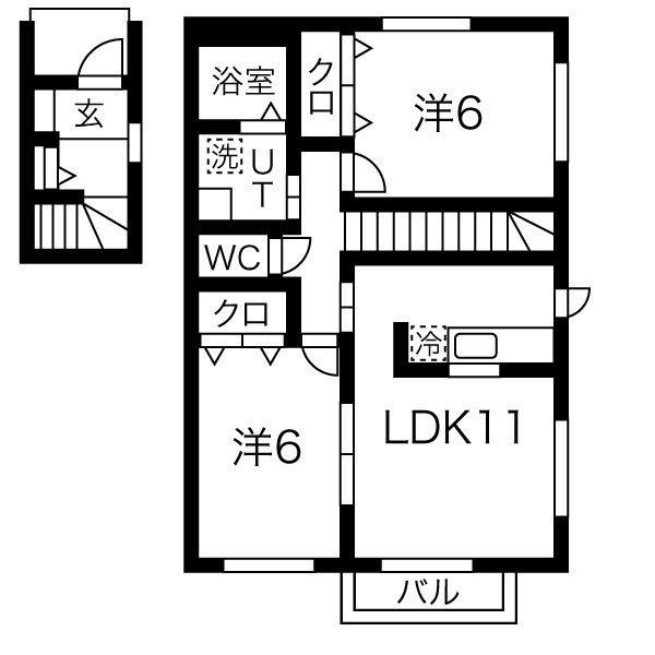 ウィステリア(2LDK/2階)の間取り写真