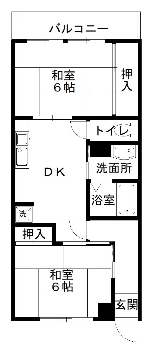 ツイン88(2DK/3階)の間取り写真