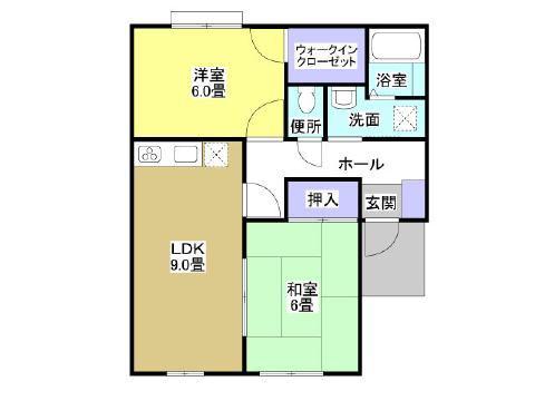ブライティ浅間(2DK/1階)の間取り写真