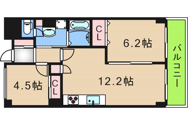 パティオ北加賀屋(2LDK/3階)の間取り写真