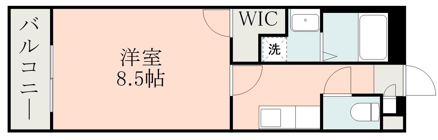 メルシー郡元(1K/4階)の間取り写真