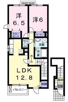 ル・レーヴ(2LDK/2階)の間取り写真