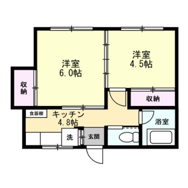 URBAN HILLS みこと(2K/1階)の間取り写真