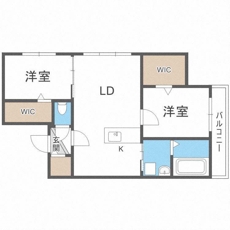 セレッソ新札幌(2LDK/3階)の間取り写真