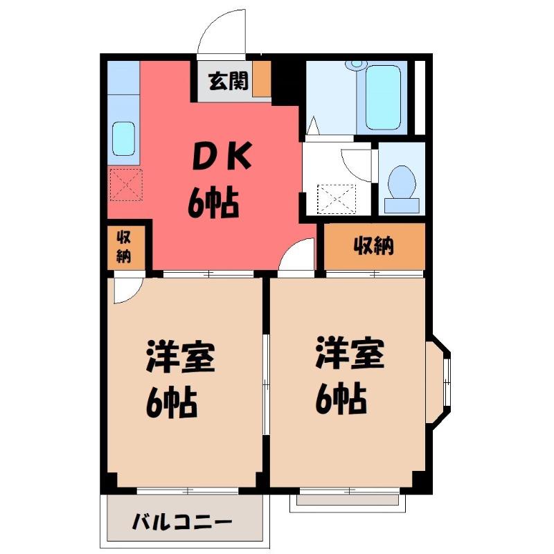 ベルメゾンドール(2DK/2階)の間取り写真
