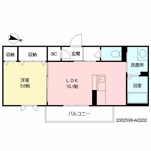 ベレオ山の手 積水(1LDK/2階)の間取り写真