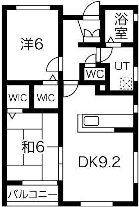 ソレアード甲東園(2LDK/3階)の間取り写真