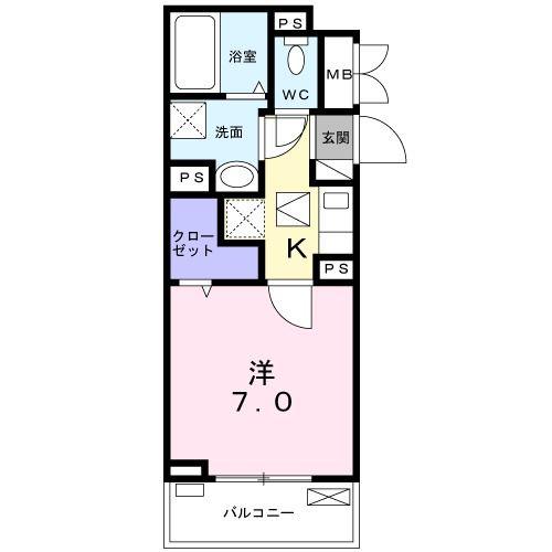 ルミナス カニヤ(1K/2階)の間取り写真