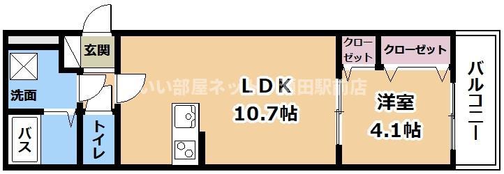 ベルビュー(1LDK/1階)の間取り写真