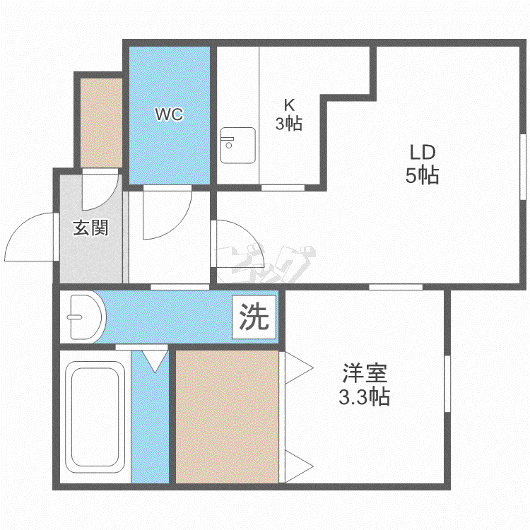 T-SQUARE I(1DK/3階)の間取り写真