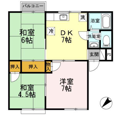 アネックスすだのきB(3DK/2階)の間取り写真