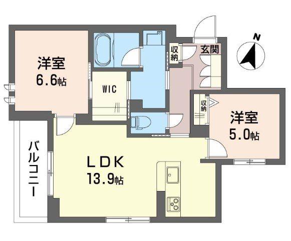 ルクセール タカバ(2LDK/3階)の間取り写真