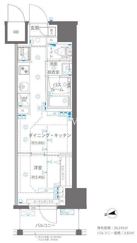 ZOOM浅草ウエスト(1DK/6階)の間取り写真