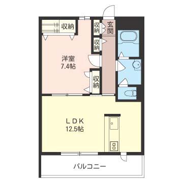 オークフィールド(1LDK/1階)の間取り写真