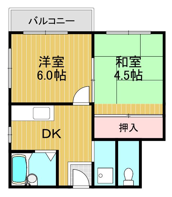 サンコーハイツ(2DK/1階)の間取り写真