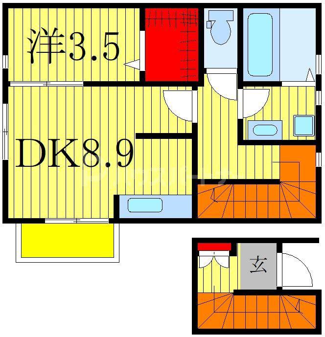 ラ・ルーナ(1SK/2階)の間取り写真
