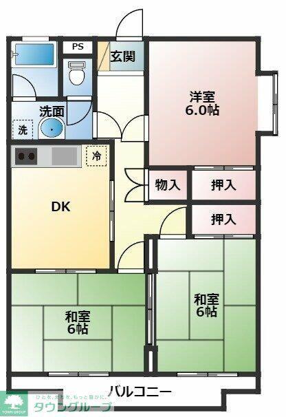 コーポ飯田第二マンション(3DK/1階)の間取り写真