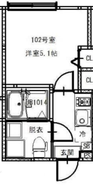 ZENITH 平井(1K/1階)の間取り写真