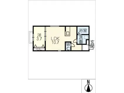 緑と風のクーレ(1LDK/1階)の間取り写真