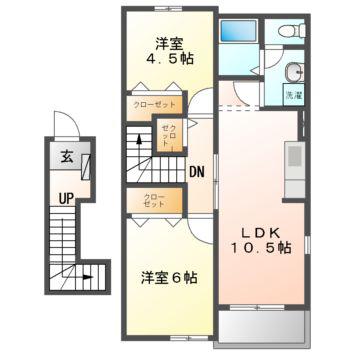 ベル ソレイユ B(2LDK/2階)の間取り写真
