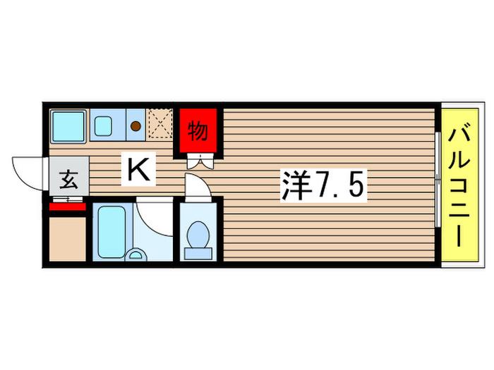 ベルフラット(1K/2階)の間取り写真
