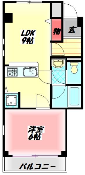 イタニティ太子橋(1LDK/2階)の間取り写真